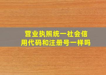 营业执照统一社会信用代码和注册号一样吗