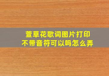 萱草花歌词图片打印不带音符可以吗怎么弄