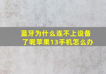 蓝牙为什么连不上设备了呢苹果13手机怎么办