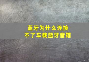 蓝牙为什么连接不了车载蓝牙音箱