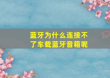 蓝牙为什么连接不了车载蓝牙音箱呢