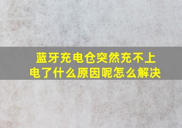 蓝牙充电仓突然充不上电了什么原因呢怎么解决