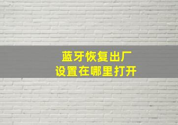 蓝牙恢复出厂设置在哪里打开