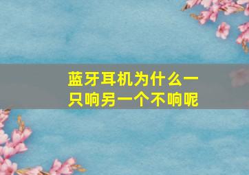 蓝牙耳机为什么一只响另一个不响呢