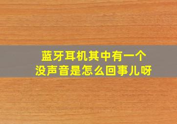 蓝牙耳机其中有一个没声音是怎么回事儿呀