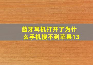 蓝牙耳机打开了为什么手机搜不到苹果13