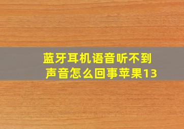 蓝牙耳机语音听不到声音怎么回事苹果13