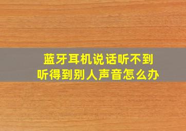 蓝牙耳机说话听不到听得到别人声音怎么办