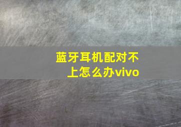 蓝牙耳机配对不上怎么办vivo