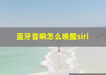 蓝牙音响怎么唤醒siri