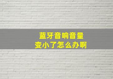 蓝牙音响音量变小了怎么办啊