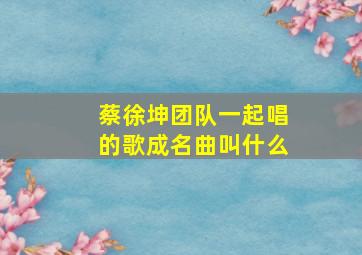 蔡徐坤团队一起唱的歌成名曲叫什么