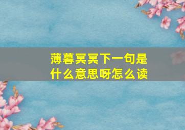 薄暮冥冥下一句是什么意思呀怎么读