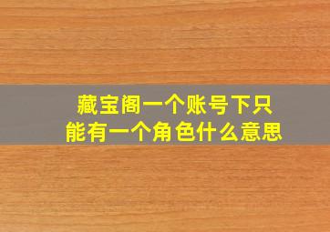 藏宝阁一个账号下只能有一个角色什么意思