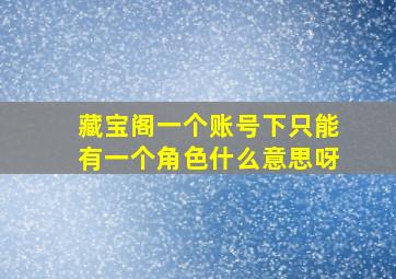 藏宝阁一个账号下只能有一个角色什么意思呀