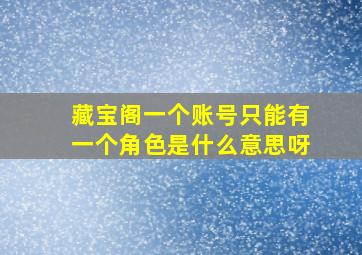 藏宝阁一个账号只能有一个角色是什么意思呀