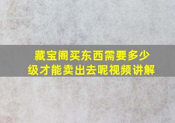 藏宝阁买东西需要多少级才能卖出去呢视频讲解