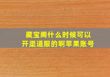 藏宝阁什么时候可以开渠道服的啊苹果账号