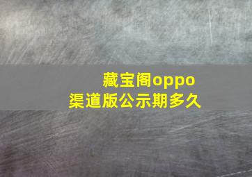 藏宝阁oppo渠道版公示期多久