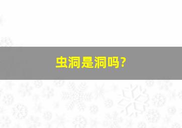 虫洞是洞吗?