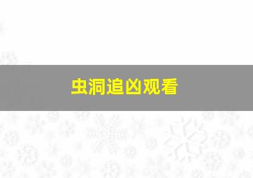 虫洞追凶观看