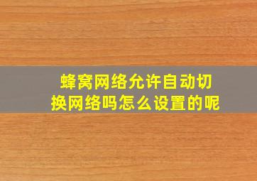 蜂窝网络允许自动切换网络吗怎么设置的呢