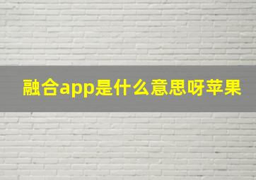 融合app是什么意思呀苹果