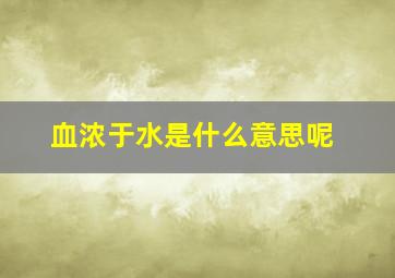 血浓于水是什么意思呢