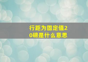 行距为固定值20磅是什么意思