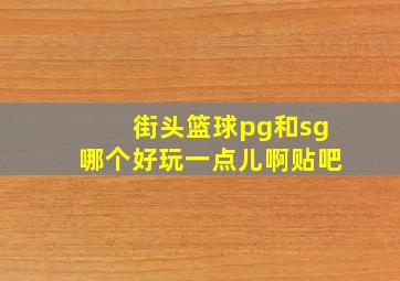 街头篮球pg和sg哪个好玩一点儿啊贴吧