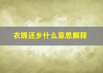 衣锦还乡什么意思解释