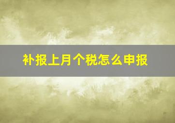 补报上月个税怎么申报