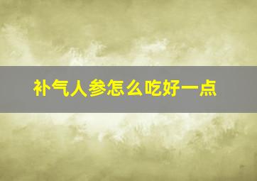 补气人参怎么吃好一点