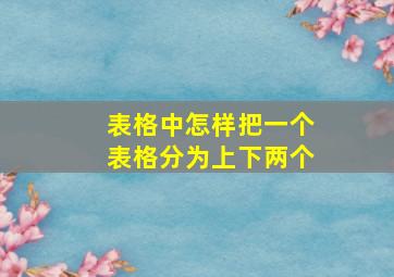 表格中怎样把一个表格分为上下两个