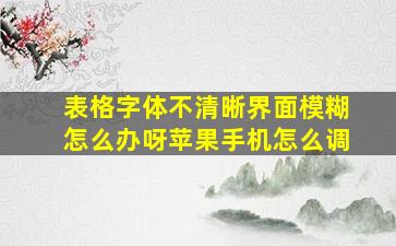 表格字体不清晰界面模糊怎么办呀苹果手机怎么调