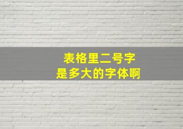 表格里二号字是多大的字体啊