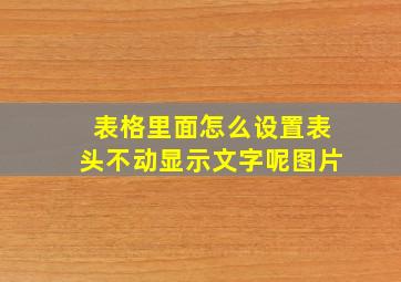 表格里面怎么设置表头不动显示文字呢图片