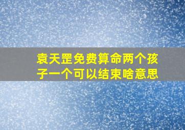 袁天罡免费算命两个孩子一个可以结束啥意思