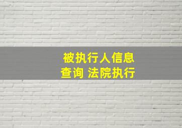 被执行人信息查询 法院执行