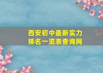 西安初中最新实力排名一览表查询网