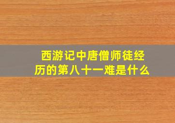 西游记中唐僧师徒经历的第八十一难是什么