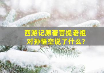 西游记原著菩提老祖对孙悟空说了什么?