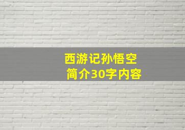 西游记孙悟空简介30字内容