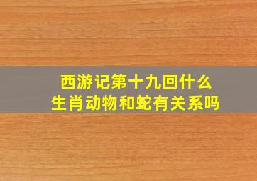 西游记第十九回什么生肖动物和蛇有关系吗