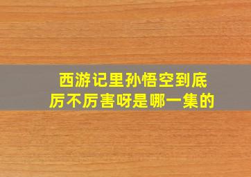 西游记里孙悟空到底厉不厉害呀是哪一集的