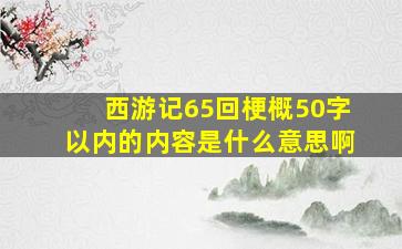 西游记65回梗概50字以内的内容是什么意思啊