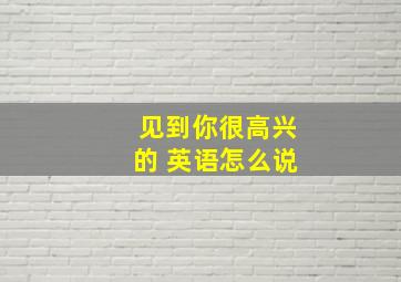 见到你很高兴的 英语怎么说