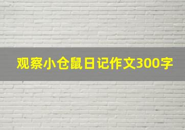 观察小仓鼠日记作文300字