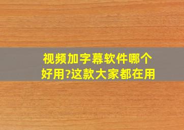 视频加字幕软件哪个好用?这款大家都在用