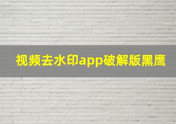 视频去水印app破解版黑鹰